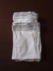 Vtg Fruit of the Loom men white brief gold blue stripe 2 pack XXL 50/52 new - Picture 1 of 6