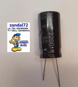 CONDENSATORE ELETTROLITICO VERTICALE 2200uF 50V 50VOLT 105° 15x30 PASSO 8mm - Picture 1 of 1