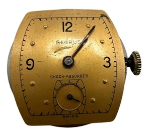 VINTAGE MENS BENRUS MODEL AR1 WRISTWATCH MOVEMENT For Parts Or Repair - Picture 1 of 2