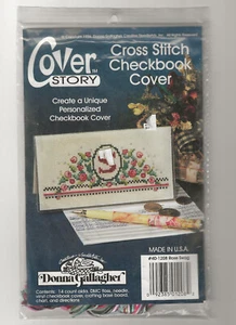 New Cover Story Counted Cross Stitch Check Book Cover Kit Rose Swag - Picture 1 of 2