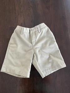 Lands End Boys Khaki Flat Front Shorts Adjustable Waist Size 6S - Picture 1 of 7