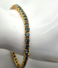Joan Rivers Tennis Bracelet Blue Crystal Rhinestone Gold Tone VTG Estate Jewelry