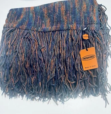 "Bufanda chal borla azul verde naranja mezcla de lana Missoni vintage 50"" X 50""" Foto 1 de 4