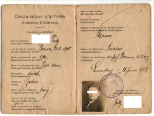 Altes Fremdenbuch Reisepass Einreise Wuppertal Barmen nach Luxemburg 1927 - Bild 1 von 4