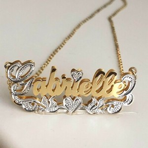 Double Name Plate Necklace for sale | eBay