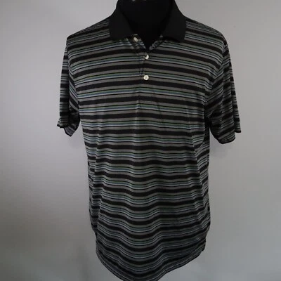 Polo de golf Bolle para hombre rendimiento tecnológico medio negro a rayas manga corta Foto 1 de 4