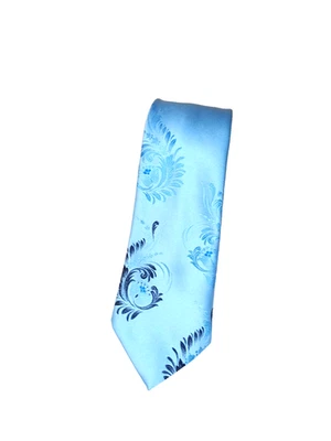 Винтажный мужской галстук 70-х Leonardo. Длина 4 дюйма 57 дюймов небесно-голубой. Удивительный дизайн.  - Изображение 1 из 4