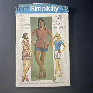 Simplicity Vintage Sewing Pattern 9287 Junior/Teen Shorts & Top - Sz 11/12 - Picture 1 of 2