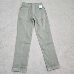 Spanx Women Medium Tall Stretch Twill Straight Leg Olive Oil 20399T - Picture 1 of 12