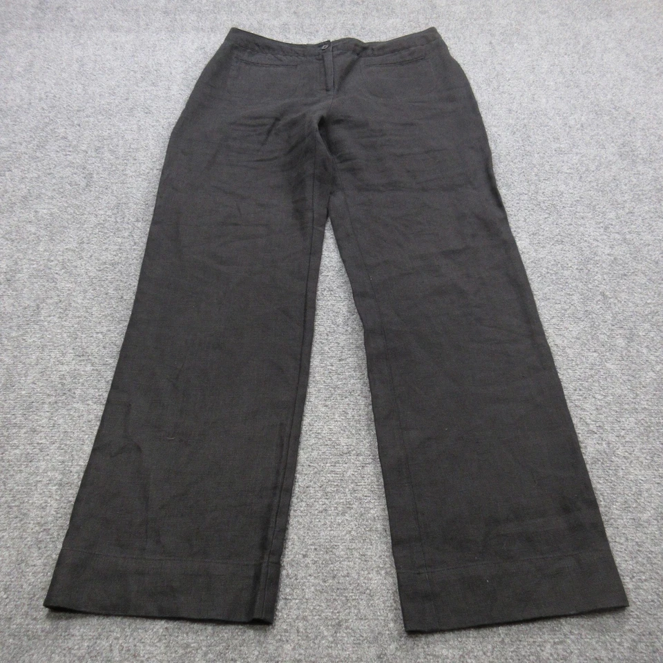 Pantalones Charter Club para mujer 14 negros calce clásico lino pierna ancha trabajo oficina informales Foto 1 de 4
