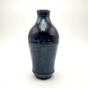 Blue Glazed Art Pottery Ceramic Vase Signed 6.5"H 3.5"W - Picture 1 of 12