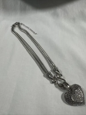 Lia Sophia LOVE DUST Crystal Heart Pendant Necklace Signed Snake Chain Valentine - Image 1 of 4