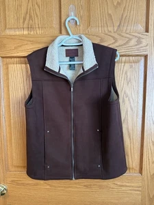 Lauren Ralph Lauren Damen L braun Fleece gefüttert Zip Weste Sherpa Kragen Preppy - Bild 1 von 6