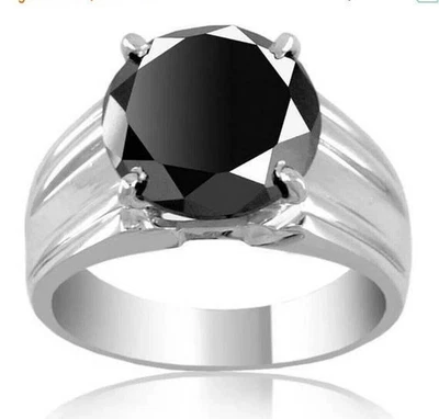15 ct. Round Black Diamond Solitaire Ring In 925 sterling silver Certified - Image 1 of 4