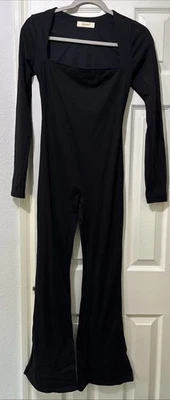 Qinsen Black long sleeve full bodysuit Jumpsuit Leotard Stretchy Size Medium - Image 1 of 4