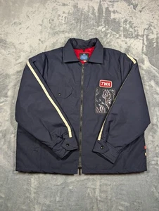 Vintage TWA Airline Jacket Mens Large Navy Neptune Garment Quilted ID Pocket 90s - Picture 1 of 9