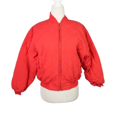 Vintage 90s Line-Up Red Quilted Bomber Jacket Womens S - Image 1 of 4