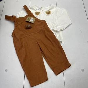 Youth Girls Teddy Bear Embellished Long Sleeve & Corduroy Jumpsuit Size 160 - Picture 1 of 8