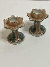 Hand Painted In Thailand Porcelain Candle Stick Holders - Set Of 2 Excellent