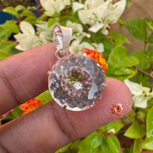 VETEMENTS Ciondolo Zaffiro Bianco 35 05 CT Certificato Naturale Argento Massiccio 925 Gemme Splendide