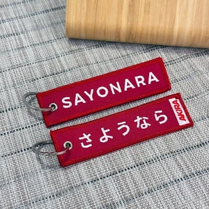 Sayonara Traditional Japan Bye Anime Embroidered Key Tag Keychain Lanyard Jet - Picture 1 of 2