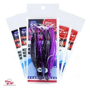 5pks Púrpura Negro 4.75" Pesca Aparejado Hoochies Calamar Falda aparejo 5/0 Pulpo Gancho - Imagen 1 de 6