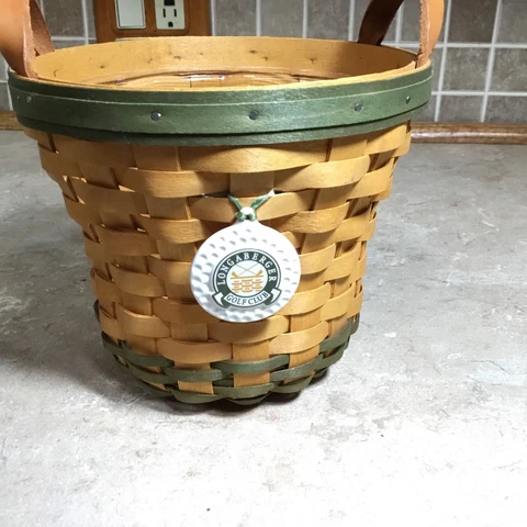 Vintage 2000 Longaberger Golf Club Basket -Protector- Tie On-JEFF-CARMEn Cover