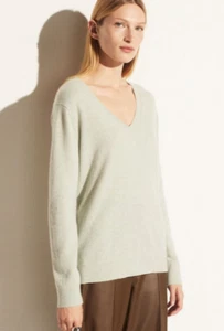 $ 295 NEU MIT ETIKETT VINCE KASCHMIR V-AUSSCHNITT WOCHENENDE PULLOVER OBERTEIL X-SMALL XS MELIERT NEUWERTIG GLAS - Bild 1 von 11