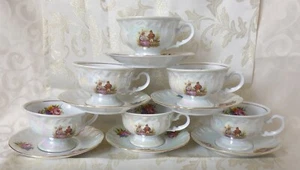 Kaffeeservice Fine Bone 1801 China Porzellan 12tlg.Goldran.Unbenutzt.Vitrinestü. - Bild 1 von 22