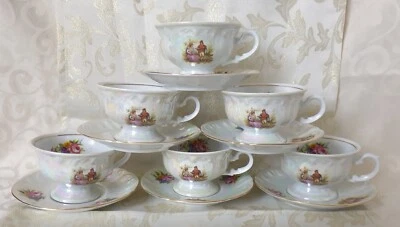 Kaffeeservice Fine Bone 1801 China Porzellan 12tlg.Goldran.Unbenutzt.Vitrinestü. - Bild 1 von 4