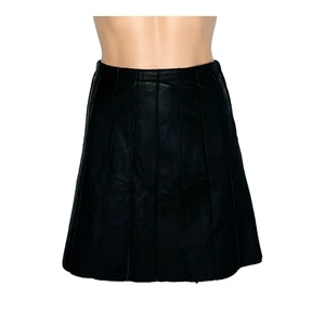 Max&Co. by Max Mara Lamb Leather Mini Skirt Size AU 8 A-Line Short Seamed Black - Picture 1 of 15
