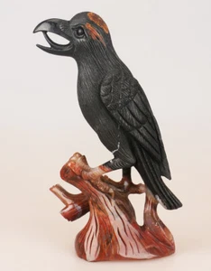 8.1" Natural Ocean Agate Quartz Crystal Hand Carved Crow Bird Home Decor 811g - Picture 1 of 8