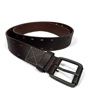 Vtg GAP USA Genuine Bufalo Leather Men Belt Sz 36 Rugged Casual Brown Perforated - Picture 1 of 13