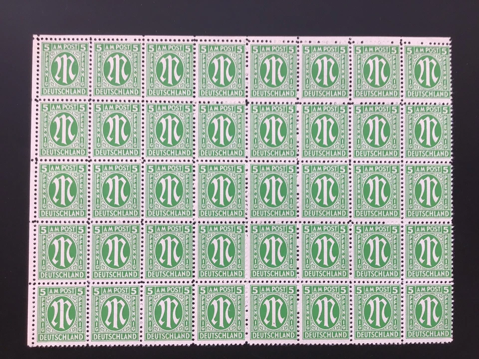 Germany 1945 MNH British & American Allied Military Block Of 40 5pf Type 1 Issue - Image 1 of 1