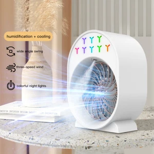Portable Rechargeable Air Cooler Fan Humidifier Mini Air Conditioner Cooling USB - Picture 1 of 14