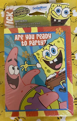 SpongeBob SquarePants Retro Invitations & Thank You Cards Party Vintage 2004 NEW - Image 1 of 4