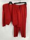 Sonia Rykiel Womens Red France Long Sleeve Open Front 2 Piece Suit Pants Size 42