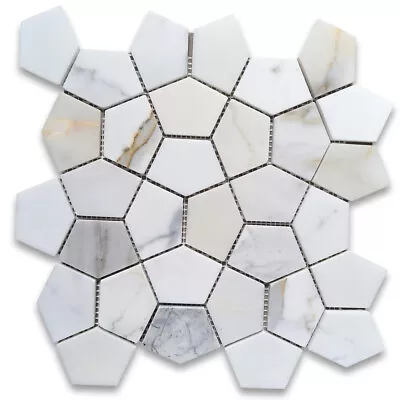 G8BXP Calacatta Gold Marble Pentagon Geometric Mosaic Tile Polished - Image 1 of 4