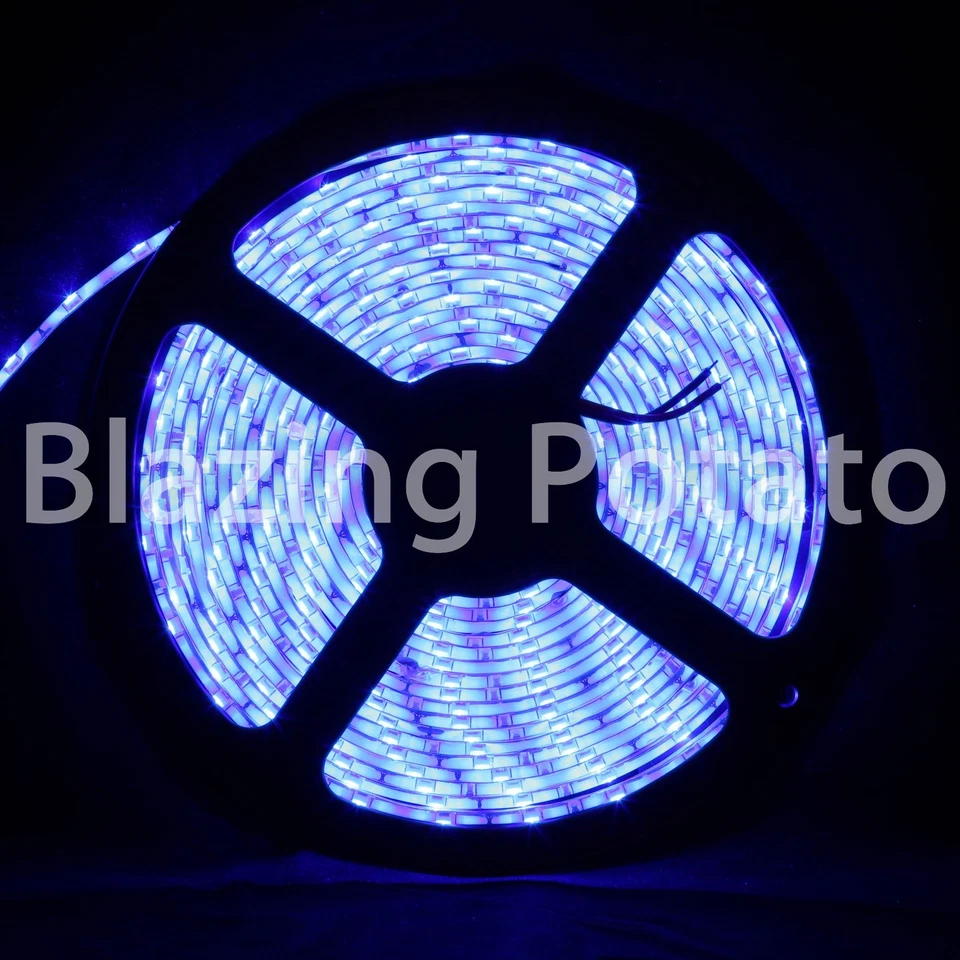 LumenWave 5M 5630 IP65 Waterproof Flexible 300 LED Strip Lights -White PCB- Blue - Image 1 of 1