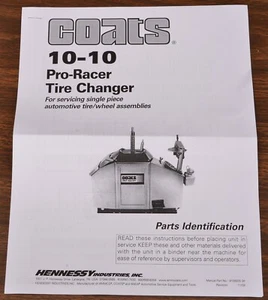 PRINTED COATS 10-10 PRO-RACER TIRE CHANGER PARTS MANUAL - Picture 1 of 1