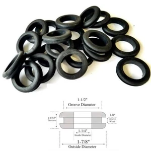 Paquete de 20 bujes de alambre de ojal de goma, identificación de 1-1/4", ranura de 1/8", se adapta a orificios de 1-1/2 - Imagen 1 de 1