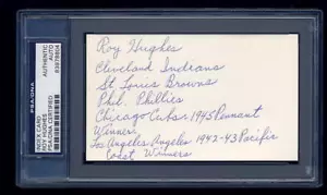 ROY HUGHES SIGNED INDEX CARD MINT PSA/DNA AUTOGRAPHED 1943 LOS ANGELES ANGELS - Picture 1 of 2