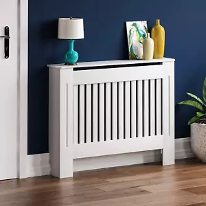 Vida Designs Chelsea Radiator Cover Modern Slatted Grill Slats White Painted MDF - Picture 1 of 12
