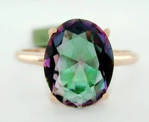 MYSTIC TOPAZ 6.30 Cts SOLITAIRE RING .925 SILVER (rose tone) - NEW WITH TAG - Picture 1 of 5