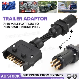 Car Trailer Caravan Adaptor 7 Pin Flat Male Plug To 7 Pin Small Round Plug - Picture 1 of 9