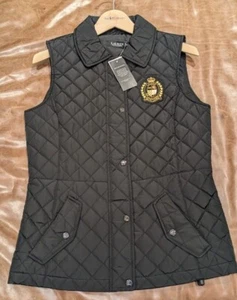 NWT Lauren Ralph Lauren Women's Crest Diamond Quilted Puffer Vest In Black - Picture 1 of 4
