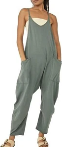 Women Baggy Sleeveless Slip Jumpsuit Loose Long Romper Harem Pants - CHARTOU - Picture 1 of 46