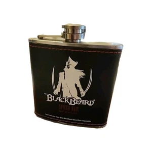 Blackbeard Leather And Stainless Steel Flask - Picture 1 of 2