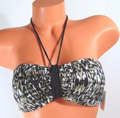 Women's Badgley Mischka Black & Tans Bandeau Bikini Top  Size 8 - Image 1 of 4
