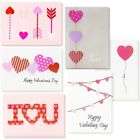 12x Valentines Day Cards Bulk Cardstock with Envelopes for Adults 6 Designs 5x7